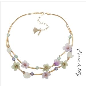 lonna & lilly Gold-Tone Pavé & Ribbon Flower Beaded Layered Necklace 16"